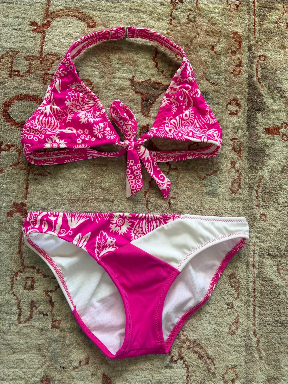 Girls' Hot Pink Floral Two-Piece Swim Bikini